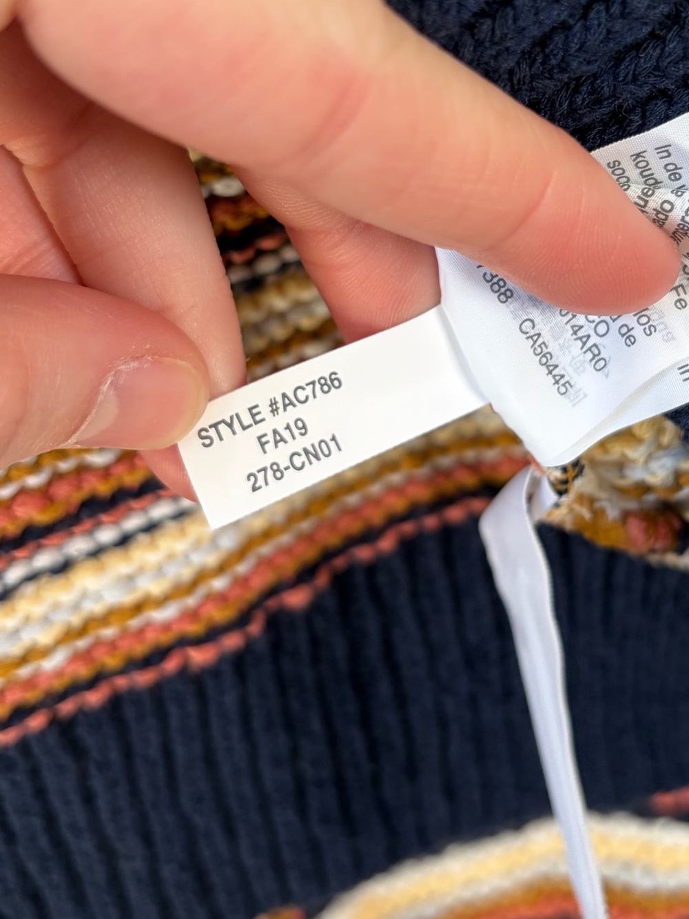 Madewell Striped V-Neck Sweater in Navy, Cream, Mustard, Rust - Picture 6 of 9